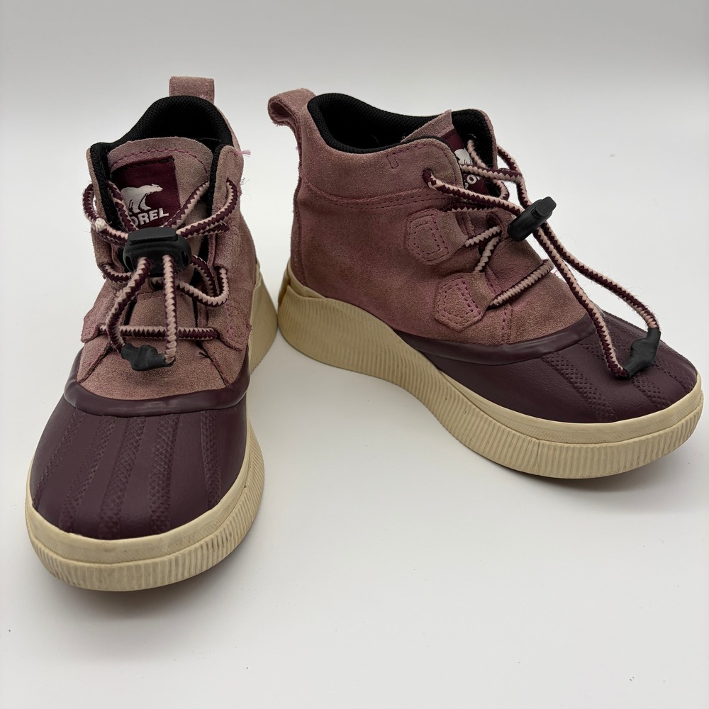 Sorel Kids Out N About Classic Waterproof Boots Dark Plum Mauve NY5169-627 Sz 2